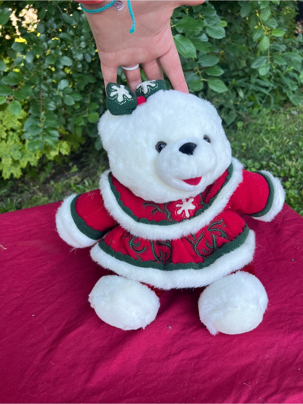 Red Velvet Holiday Plush Outfit with White Faux Fur Trim 2004